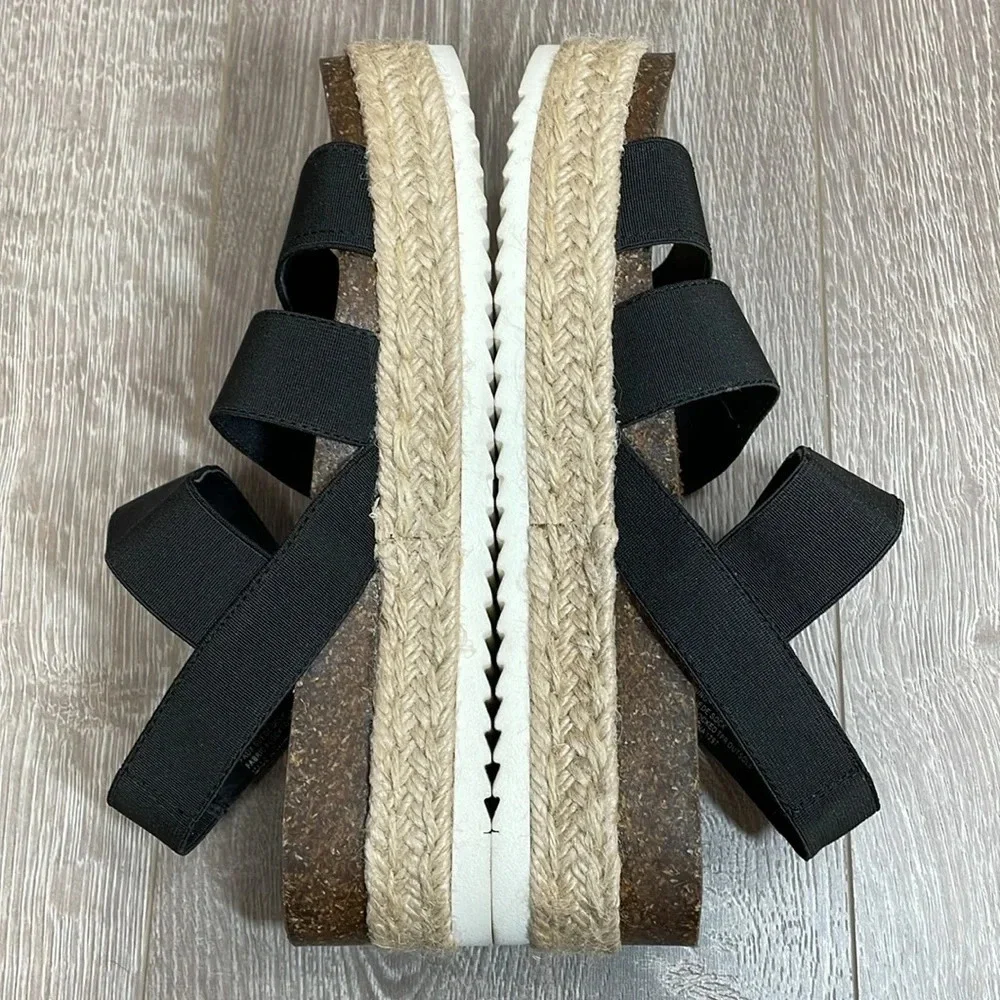 Madden Girl Crispp Espadrille Platform Sandal Black Strappy 6.5M